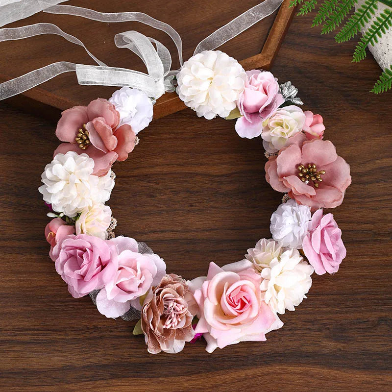 Boho Style Flower Headbands for Women Girls Floral Garland Wreath Tiaras Wedding Crown Hair Accessories Headpieces Jewelry Gifts