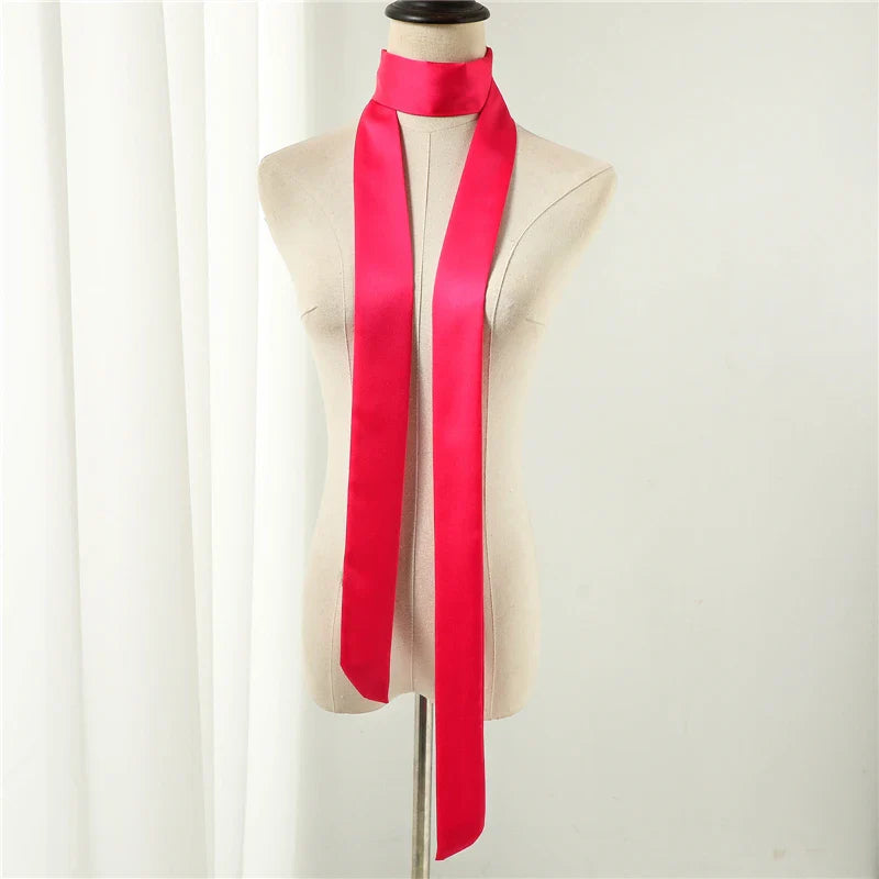 Long Silk Skinny Scarf Women Neck Hair Band Solid Printed Foulard Neckerchief Hairscarf Female Fashion  Handle Ties Ribbon