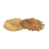 Spring Summer Luxury High Quality Sun Hats New Fashion Leisure Wool Rope Handwoven Fur Edge Round Top Big Eaf Straw Hat Beach