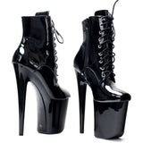 Extrem 8" Stiletto Heel Lace-Up Peep Toe Pole Dance Exotic Platform Short Boots Size 36-43