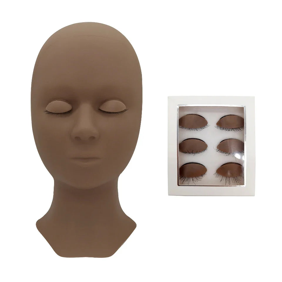 Training False Eyelash Practice Lash Silicone Mannequin Model Head for Beginner Training Set Practicing Eyelash Extension Tools