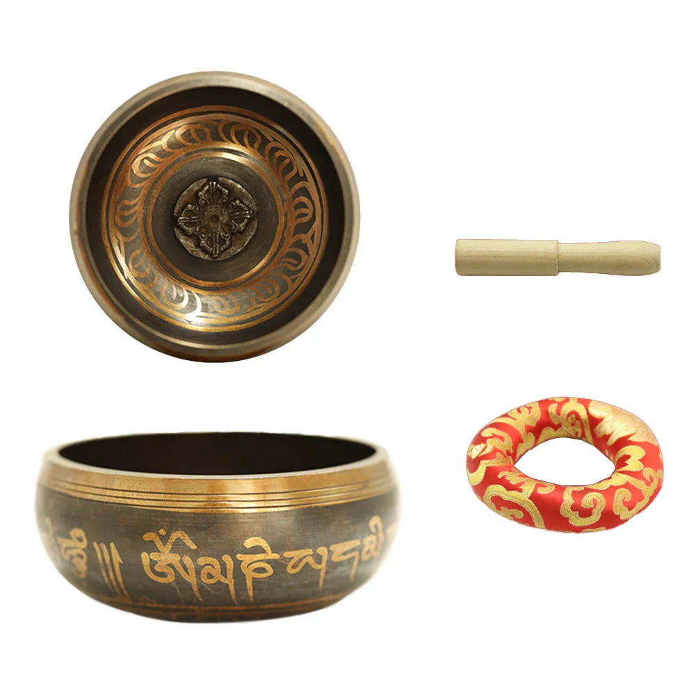 Tibetan Bowl Copper Nepalese Bowl Handmade Tibetan Singing Bowl Set Religion Carft with Mallet Mat Easy To Play for Beginners