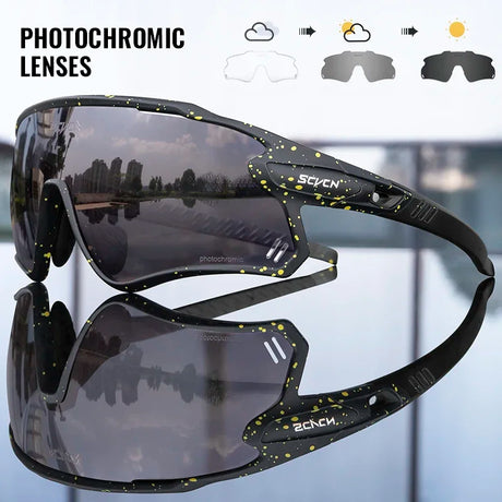 Scvcn Mens Photochromic Sunglasses Cycling Glasses Mountain Bike Goggles Women Baseball Eyewear Bicycle Glasses Outdoor Sports