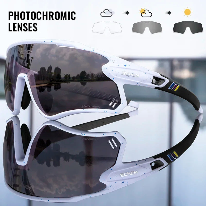 Scvcn Mens Photochromic Sunglasses Cycling Glasses Mountain Bike Goggles Women Baseball Eyewear Bicycle Glasses Outdoor Sports