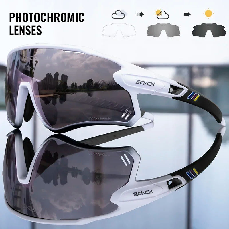 Scvcn Mens Photochromic Sunglasses Cycling Glasses Mountain Bike Goggles Women Baseball Eyewear Bicycle Glasses Outdoor Sports