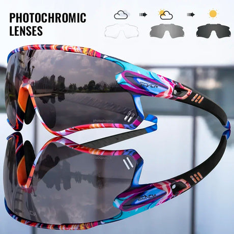 Scvcn Mens Photochromic Sunglasses Cycling Glasses Mountain Bike Goggles Women Baseball Eyewear Bicycle Glasses Outdoor Sports