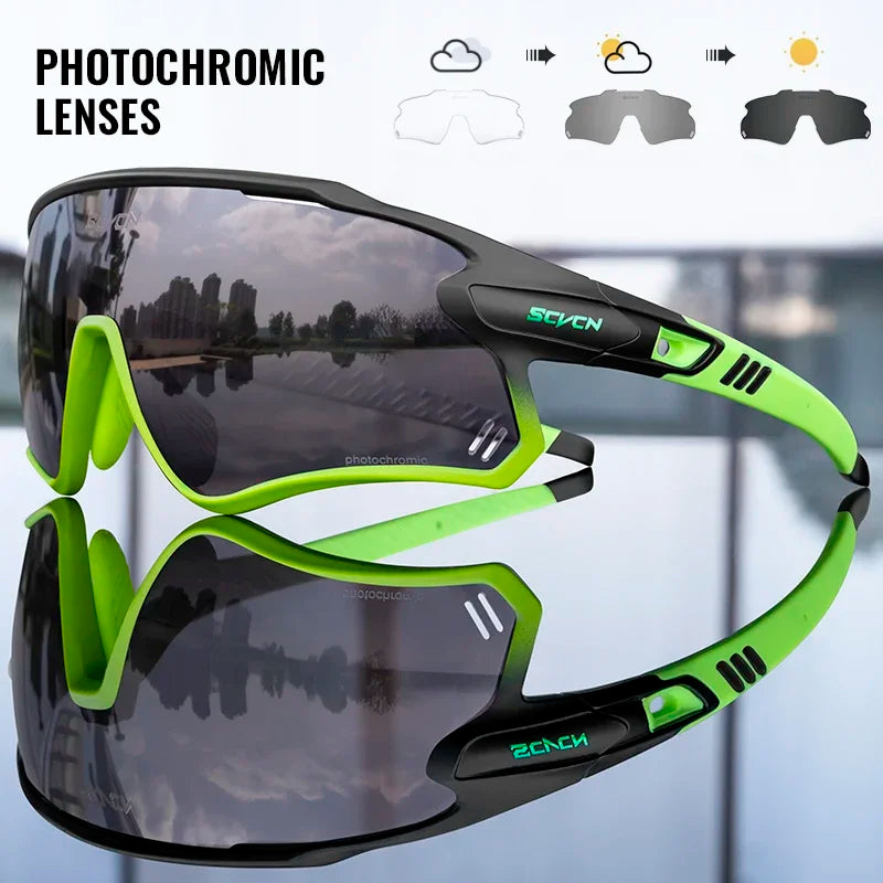 Scvcn Mens Photochromic Sunglasses Cycling Glasses Mountain Bike Goggles Women Baseball Eyewear Bicycle Glasses Outdoor Sports