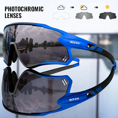 Scvcn Mens Photochromic Sunglasses Cycling Glasses Mountain Bike Goggles Women Baseball Eyewear Bicycle Glasses Outdoor Sports