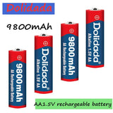 New AA rechargeable battery 9800mah/8800mah 1.5V New Alkaline Rechargeable batery for led light toy mp3 with charger