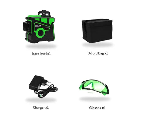 12 Lines 3D Green Laser Level Horizontal And Vertical Cross Lines Indoors and Outdoors