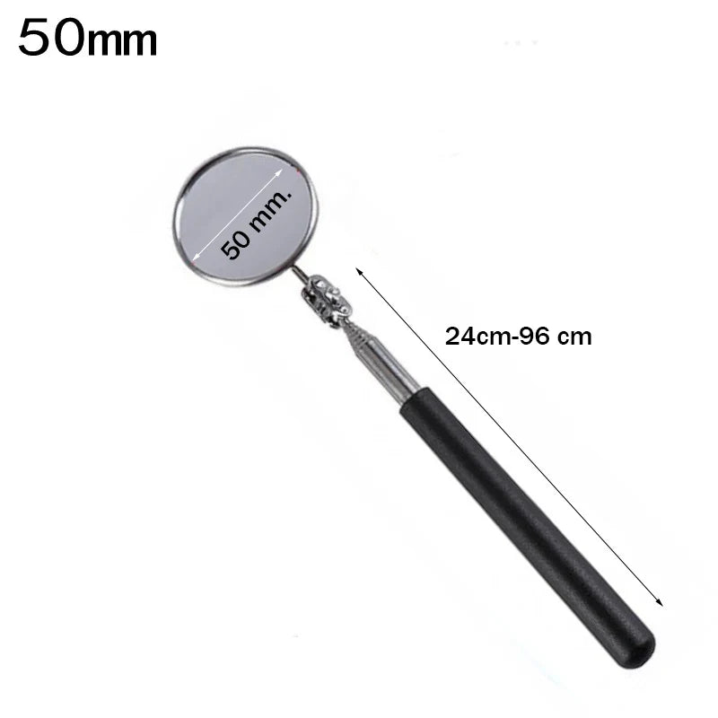 360° Inspection Mirror LED Light Telescoping Mirrors Extend Mechanic Tools Inspection Mirror Telescopic Handle Repairing Tools