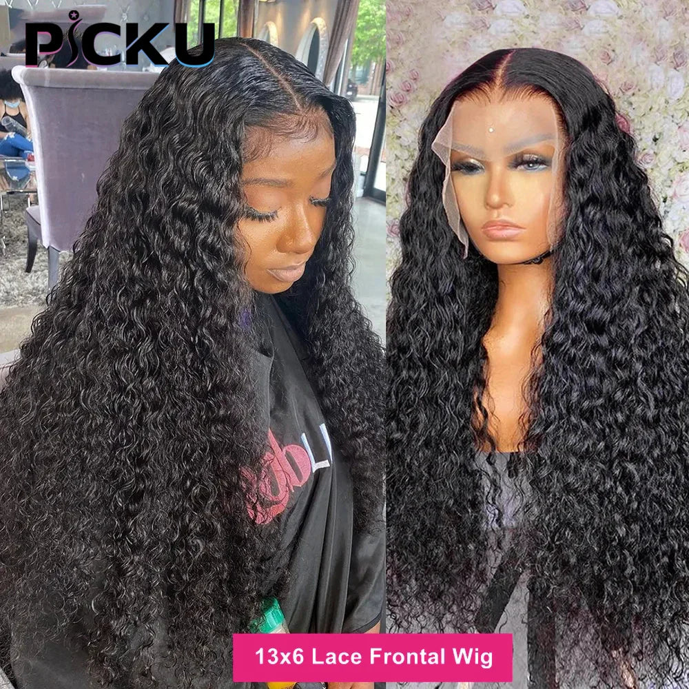 Glueless Wig Human Hair Ready To Wear Deep Wave 13x6 HD Lace Frontal Human Hair Wigs Curly Lace Front Human Hair Wig PrePlucked