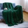 Textured Knitted Throw Blankets with Tassels Cozy Woven Decorative Boho Bed Blanket for Sofa Bed Chair Pattern for All Seasons