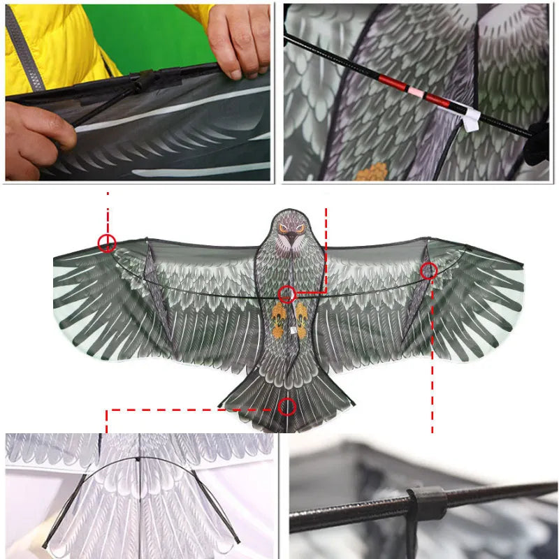 1.5m/1.8m Big Eagle Kite Easy to Fly in the Breeze Big Steel Eagle Golden Eagle Belt Outdoor Sports