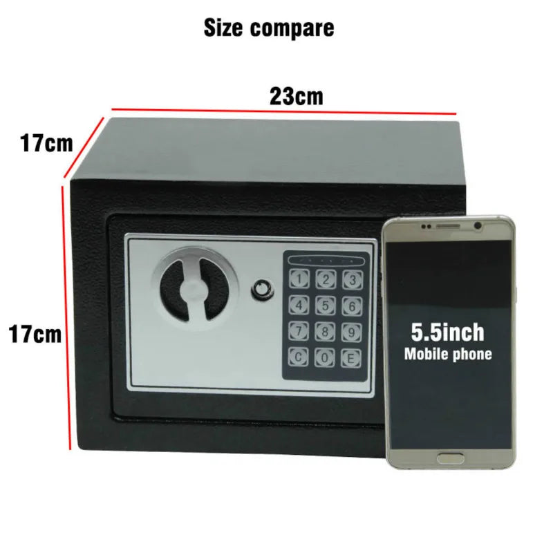 Digital Safe Small Household Mini Steel Safe Currency Vank Safe Deposit Box with Key to Safely Store Cash Jewelry or Documents