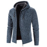 Mens Autumn Winter Warm Thick Fur Lined Hooded Hoodie Slim Fit  Zip Up Coat Jacket Sweatshirt Solid Knitted Men Sweaters