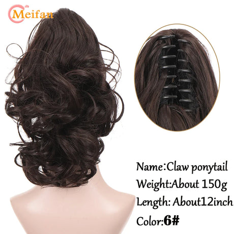 MEIFAN Long Synthetic Wavy Clip in Hair Ponytail Hair Wigs Extensions Style Claw Pony Tail Hairpiece for Women Cosplay Party