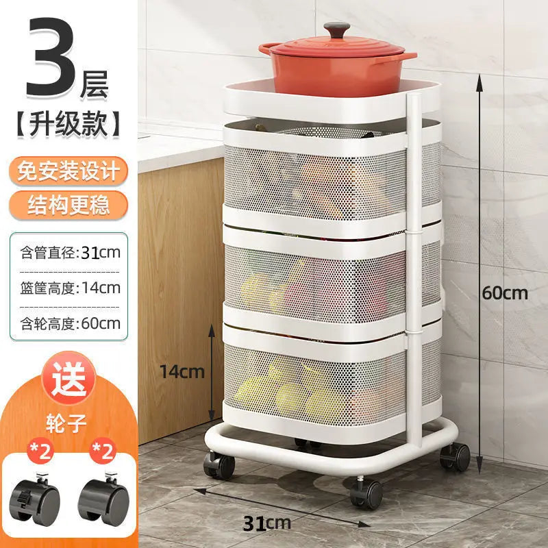 Kitchen 5 Tier Rolling Utility Cart Fruit Storage Basket Installation Free Serving Storage Cart Kitchen Islands & Trolleys