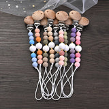 Baby Wooden Pacifier Clips Round Silicone Teether Beads Nipple Chain For Nursing Toys Gift Dummy Holder Chain BPA Free