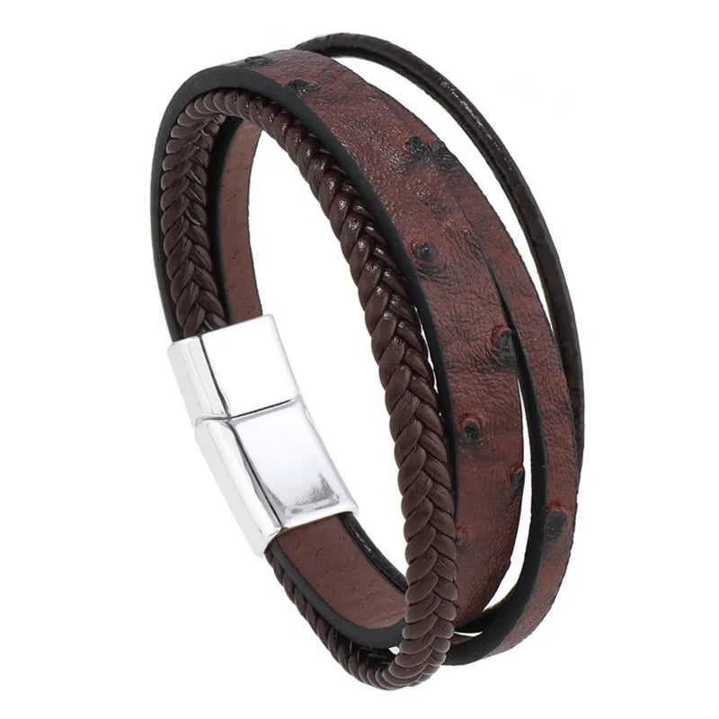 Trendy  Leather Bracelets For Men Multilayer Braided Rope Bracelets For Male Bracelets Jewelry Pulsera Hombre