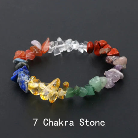 Natural Crystal Gemstone Irregular Energy Stone Bracelet Beads Chips Jewelry Amethys Aquamarine Rose Quartz Bracelets for Women