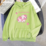 Cow And Strawberry Kawaii Women Hoodies Casual Pullover Plus Size Sweatshirt Autumn Winter Warm Girl Streetwear Clothes Tops