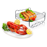 Air Fryer Steaming Rack Stainless Steel Skewers Rack Steamer Cooker BBQ Roasting Grill Cooking Tool Cookware Kitchen Accessories