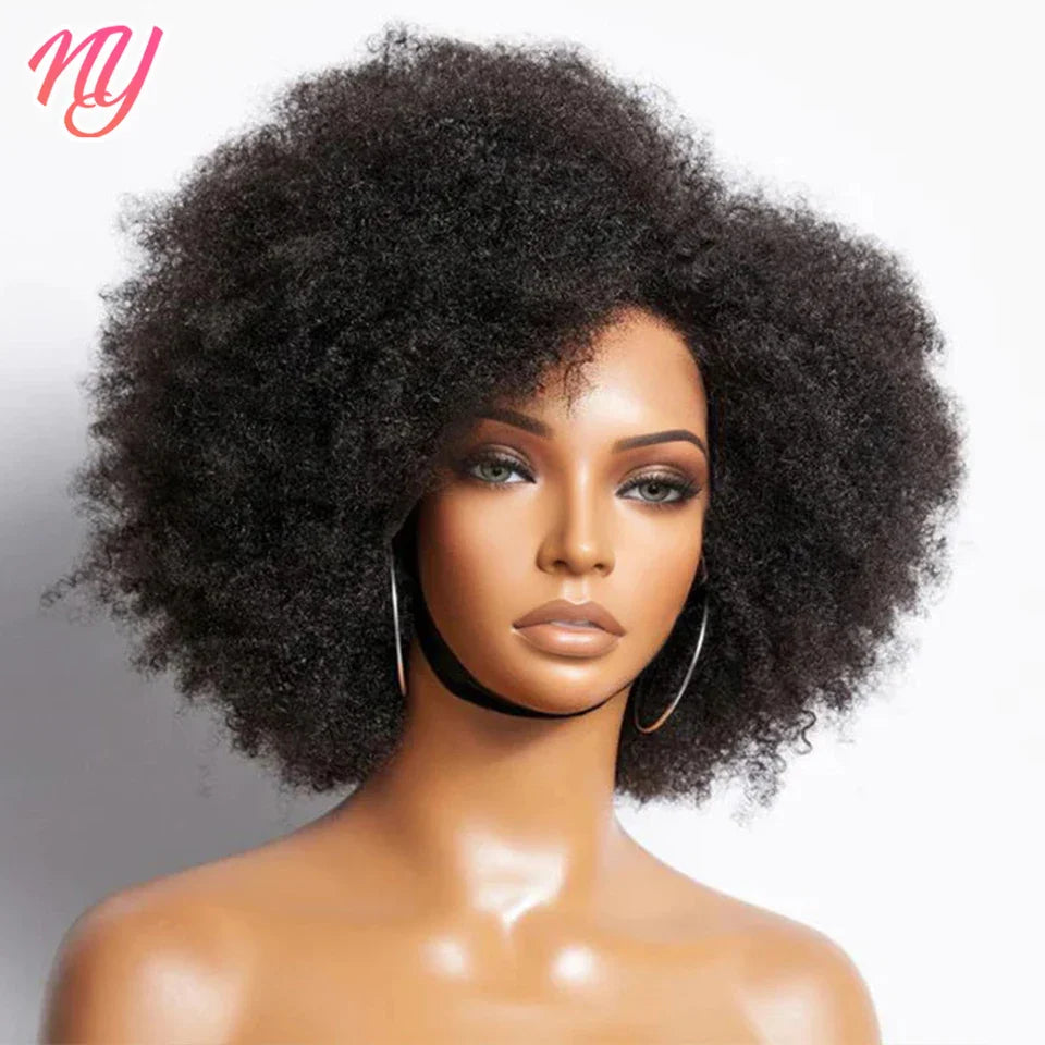 Afro Kinky Curly Lace Front Wig Brazilian Remy Human Hair HD Lace Natural Hairline 13X4X2 Glueless Afro Short Bob Human Hair Wig