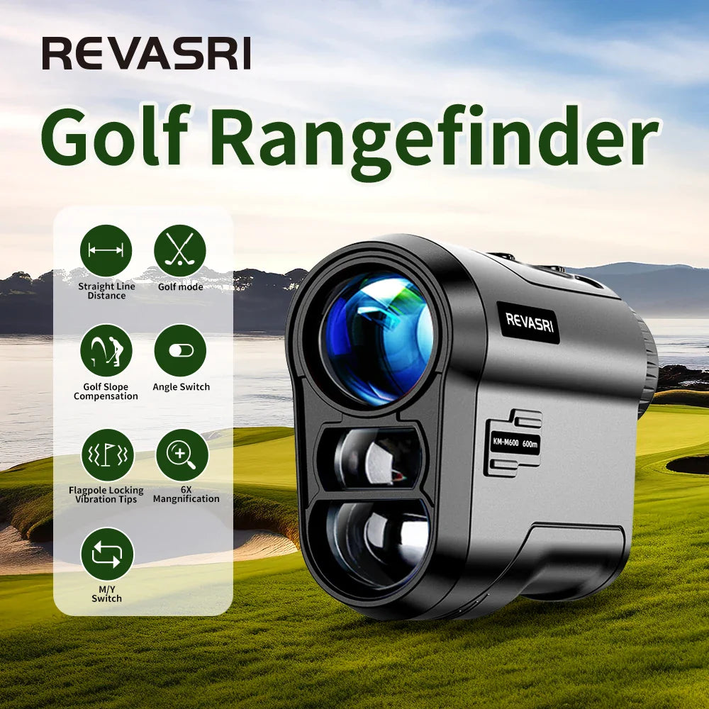 REVASRI Golf Laser Rangefinder 600M Rechargeable Battery,Slope and Flag Pole Lock Vibration for Golfing,Hunting,Survey