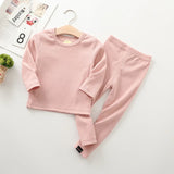 Spring Autumn Fall Winter Boys Girls Kids Cotton Clothes Set Rib Fabric Shirt + Pants Children Loungewear