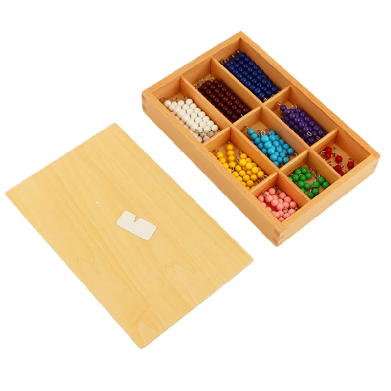 Montessori Mathematics Material 1-9 Beads Bar in Wooden Box Early Preschool Toy