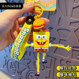 SpongeBob SquarePants Anime Figures Keychain Sandy Patrick Star Squidward Tentacles Bag Keyring Charm Kids Toys Birthday Gifts