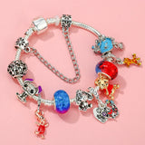 Cute Enamel Disney Princess Dress Charms Bracelet Women Colorful Glass Beads for Jewelry Making Girl Cartoon Skirt Pendants Gift