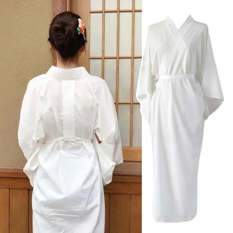 Japanese Traditional Kimono Juban Women White Yukata Kimono Bottom Lining With Belt Haori Intimate Kimono Inner Wear Underwear