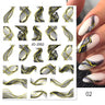 3D Silver Frame Nail Sticker Silver Bronzing Stripe Lines Sliders For Nails Tribal Pattern Decals Marble Blooming Nail Tattoos