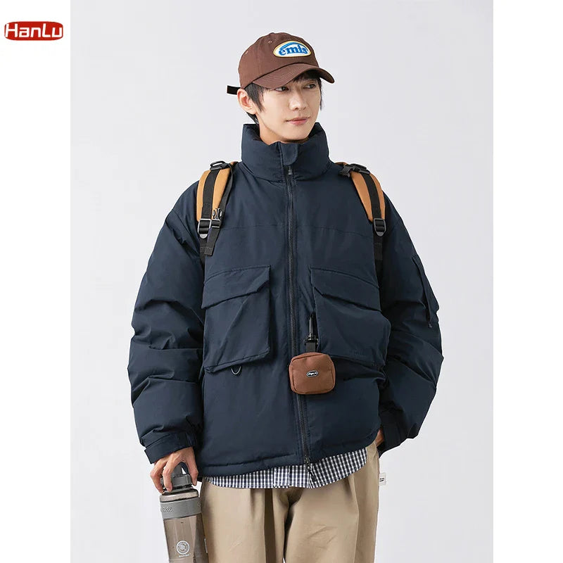 Men Jacket Winter Streetwear Parkas Thicken Warm Many Pocket Down Cotton Padded  Functional Jackets Fashion Casual  Coats Male