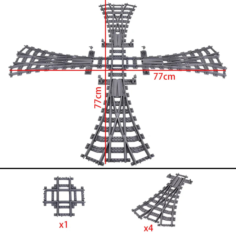 City Trains Train Rail Crossing Track Rails Soft Tracks Cruved Straight Railway Building Blocks Bricks DIY Toys For Children Boy