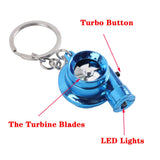 LED Mini Turbo Sound Turbocharger Keychain Spinning Turbine Key Chain Ring Keyring Keyfob Car Keyring Car Interior Accessories