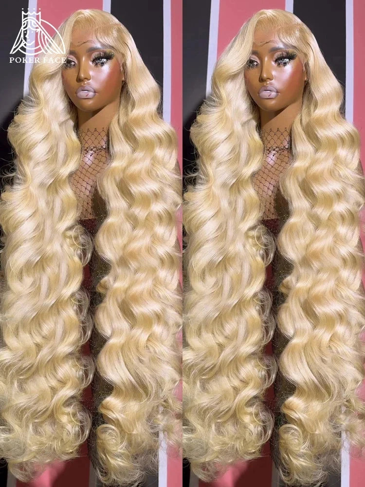 Brazilian 30 40 inches Body Wave 613 Honey Blonde HD Transparent Lace Front Human Hair Wigs 13x6 Lace Frontal Wig Glueless Wig