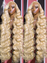 Brazilian 30 40 inches Body Wave 613 Honey Blonde HD Transparent Lace Front Human Hair Wigs 13x6 Lace Frontal Wig Glueless Wig