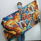 Van Gogh's Oil Painting Cashmere Scarf Women Winter Coffee House Print Wool Shawls and Wraps Ladies Cape Blanket Scarves New