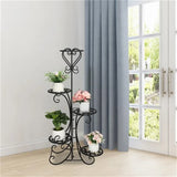 5 Potted Rounded Flower Metal Shelves Plant Pot Stand Decoration for Indoor Outdoor Garden White/Black