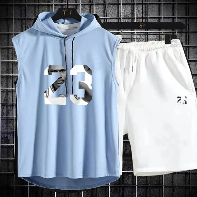 Men's track suit summer sportswear two-piece t-shirt shorts brand tracksuit jogging men's sports suit fitness clothes exercise