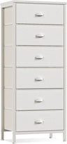 Furnulem White Dresser, Tall Storage Tower Standing Organizer with 6 Drawers for Bedroom, Office, Dorm, Living Room,