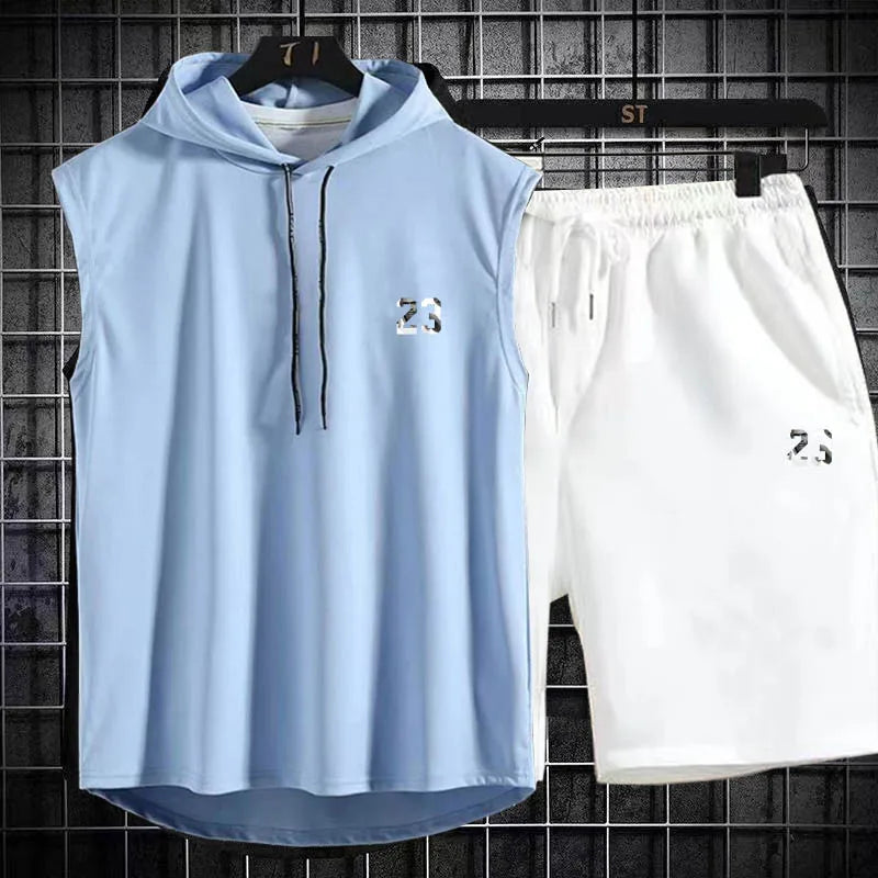 Men's track suit summer sportswear two-piece t-shirt shorts brand tracksuit jogging men's sports suit fitness clothes exercise