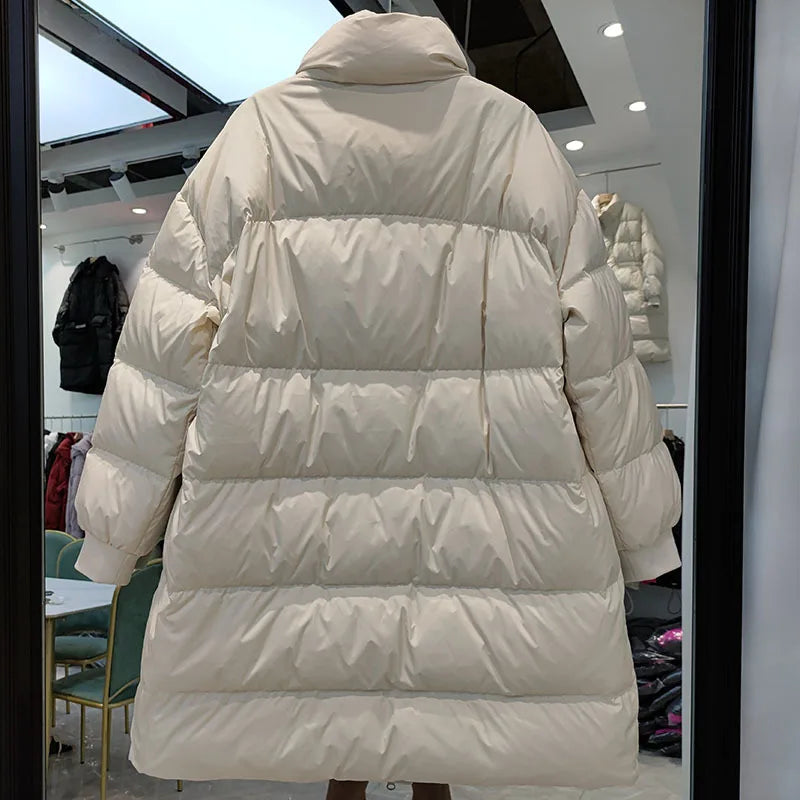 2022 Winter Women 90% White Duck Down Jacket Female Stand Collar Thick Warm Parkas Ladies Loose Zipper Snow Puffer Coat