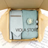 Viola Design 5PCS Gift Box Solid Cotton Sock Tie Sets Clip Pin Cufflinks Hanky Colorful Men Wedding Party Daily Cravat Accessory