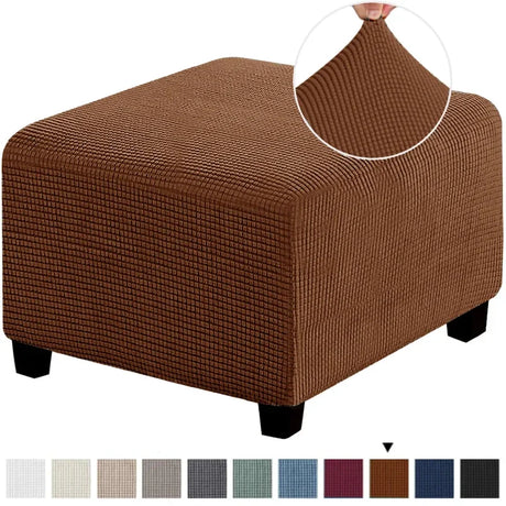 Polar Fleece Footstool Cover Durable Stretch Ottoman Cover Solid Color Footrest Slipcover for Living Room Furniture Protector