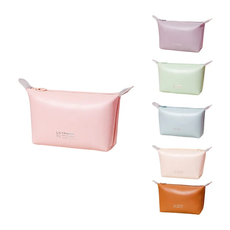 FUDEAM Fashion Leather Portable Women Travel Storage Bag Toiletries Organize Waterproof Cosmetic Bag Portable Female Make Up Bag