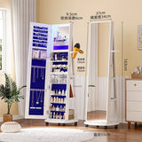 Full-length Mirror 360° Rotating Floor Makeup Mirror Cabinet Bedroom Jewelry Cabinet with Mirror Fitting Room Dressing Mirrors